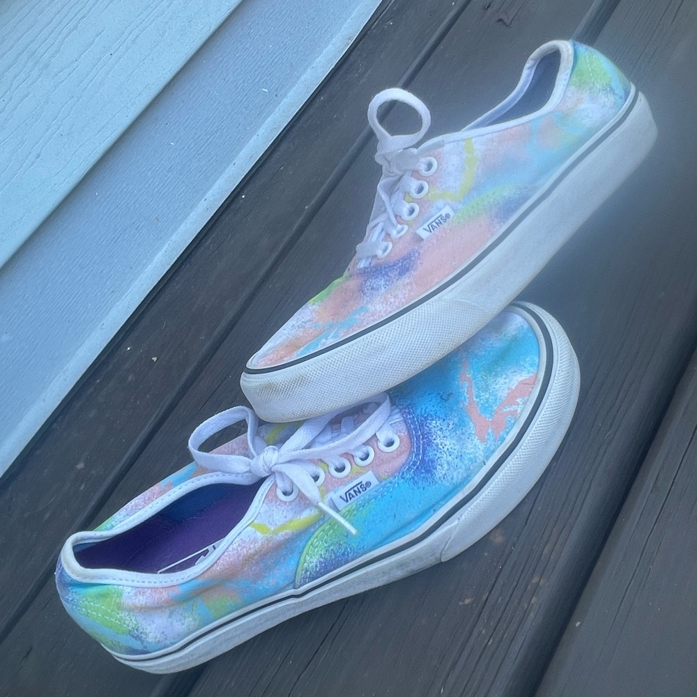 Vans Pastel Tie-Dye Canvas Sneakers — Blue, Pink, Green, Yellow